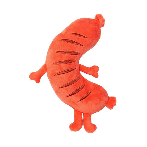 FuzzYard Meat Head Brad Wurst – achterkant pluche hondenspeeltje in de vorm van een gegrilde braadworst met geborduurde grillstrepen, uniek & zacht speelgoed voor honden