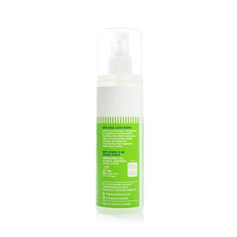 HOWND Yup You Stink! Body Mist achterkant – ingrediëntenlijst en gebruiksaanwijzing van de natuurlijke hondenspray tegen nare geurtjes (250 ml)