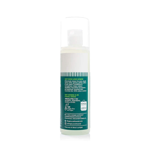 HOWND Yup You Stink! Shampoo achterkant – ingrediëntenlijst en gebruiksaanwijzing van de vegan hondenshampoo tegen nare geurtjes