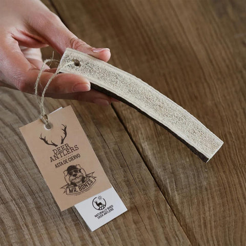 Mr. Bones Hertengewei (Gesplitst) Mr. Bones Hertengewei (Split) Small – 100% natuurlijk gespleten hertengewei voor honden, langdurige kauwsnack ter ondersteuning van gebitverzorging