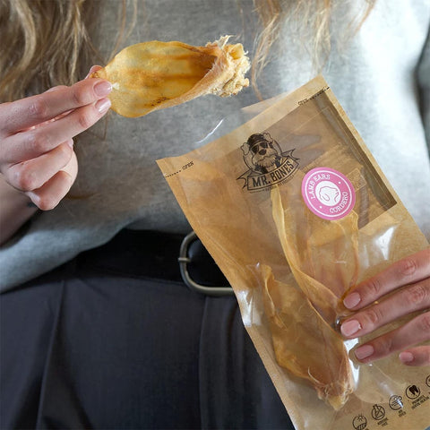 Mr. Bones Lamsoren – 100% natuurlijke kauwsnack voor honden, lage tot medium hardheid, licht verteerbaar en rijk aan collageen, ideaal voor kleine tot middelgrote honden en natuurlijke gebitsverzorging