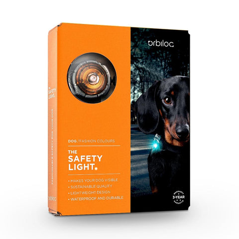 Verpakking van de Orbiloc Dog Dual Amber – waterdicht LED hondenlampje voor zichtbaarheid in het donker, ideaal voor veilige avondwandelingen