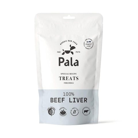 Verpakking van Pala Dog Treats – 100% Beef Liver – natuurlijke hondensnacks van runderlever, luchtgedroogd en rijk aan eiwitten voor honden