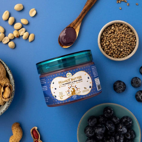 Pawfect Peanut Butter - Blueberry & Hemp Seeds (275 gr.) - Puppy Village.nl