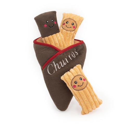 ZippyPaws Zippy Burrow Churro Cone – interactief snuffel- en verstopspeelgoed voor honden, pluche puntzak met drie zachte, piepende churro’s