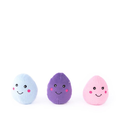 Drie piepende, kleurrijke paaseieren van ZippyPaws Easter Burrow Egg Basket –zachte, pluche speeltjes om te verstoppen in de paasmand