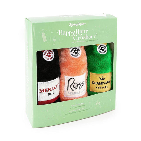 ZippyPaws Happy Hour Crusherz - Wine 3-Pack - Puppy Village.nl