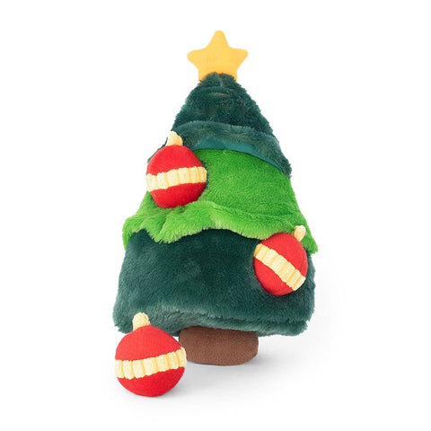ZippyPaws Holiday Burrow Christmas Tree – interactief verstop- en snuffelspeelgoed voor honden, pluche kerstboom met drie piepende kerstballen