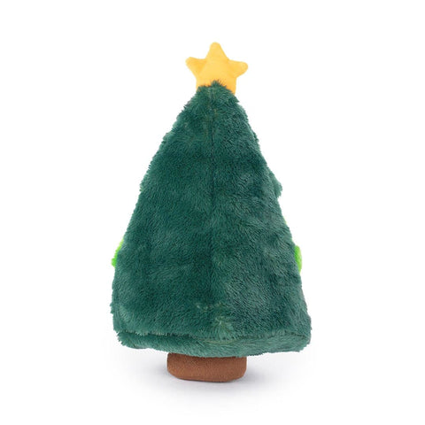 Pluche kerstboom van ZippyPaws Holiday Burrow Christmas Tree – interactief hondenspeelgoed met openingen om de drie kerstballen in te verstoppen