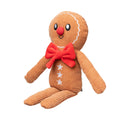 FuzzYard Gingerbread Man – bruin pluche kerstspeeltje voor honden met glimlach, rode neus en witte details