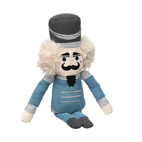 FuzzYard LIFE Nutcracker – zacht pluche hondenspeelgoed met pieper, kerst notenkraker in blauw pak met gouden accenten