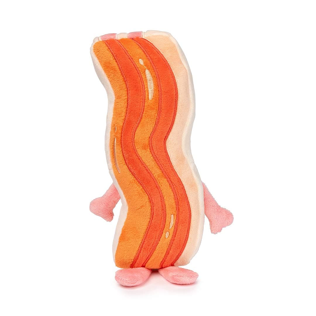 FuzzYard Meat Head Kevin Bacon – achterkant pluche hondenspeeltje in de vorm van een plak gebakken bacon met geborduurde grillstrepen, uniek & zacht speelgoed voor honden