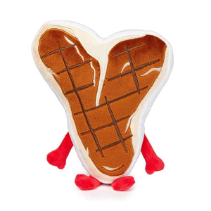 FuzzYard Meat Head Tim Tee-Bowne – achterkant pluche hondenspeeltje in de vorm van een gegrilde BBQ-steak met geborduurde grillstrepen, uniek & zacht speelgoed voor honden