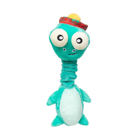 FuzzYard Neck Minnits – Loch Neck Monster piepend pluche hondenspeeltje met lange nek en grote ogen voor speel- en knuffelplezier