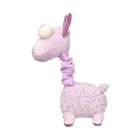 FuzzYard Neck Minnits – Neckita the Llama grappig piepend hondenspeeltje met elastische nek, dubbele piepers en paarse pluche afwerking
