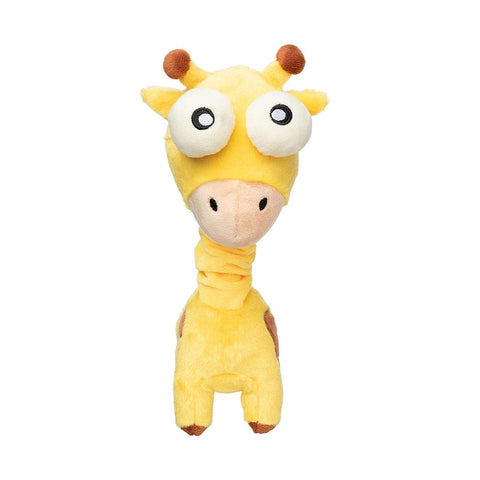 FuzzYard Neck Minnits – Neckholas the Giraffe piepend pluche hondenspeelgoed met bungelende nek, dubbele piepers en charmante giraffe-uitstraling