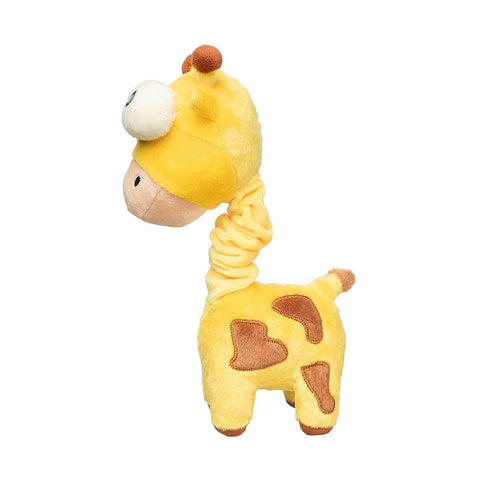 FuzzYard Neck Minnits – Neckholas the Giraffe grappig pluche hondenspeeltje met elastische nek, bruine vlekken en zachte pluche afwerking
