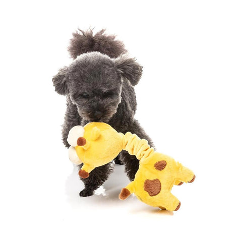 FuzzYard Neck Minnits – Neckholas the Giraffe piepend pluche hondenspeeltje, hond spelend en trekkend met lange giraffe-nek