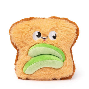 FuzzYard Perfect Match Avocado & Toast – pluche hondenspeeltje in de vorm van een toast met avocadopartjes en vrolijk geborduurd gezichtje