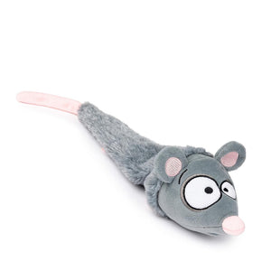 FuzzYard Yeetz Rack Off Rat – pluche hondenspeeltje in de vorm van een rat met geborduurd gezicht, verzwaarde bal in de kop en lang, vullingloos lichaam, ideaal apporteerspeelgoed om te slingeren, gooien en spelen voor honden