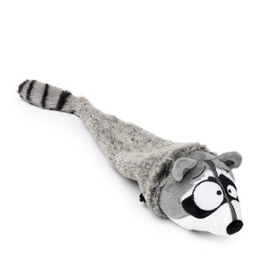 FuzzYard Yeetz Run Along Raccoon – pluche hondenspeeltje in de vorm van een wasbeer met geborduurd gezicht, verzwaarde bal in de kop en lang, vullingloos lichaam, ideaal apporteerspeelgoed om te slingeren, gooien en spelen voor honden