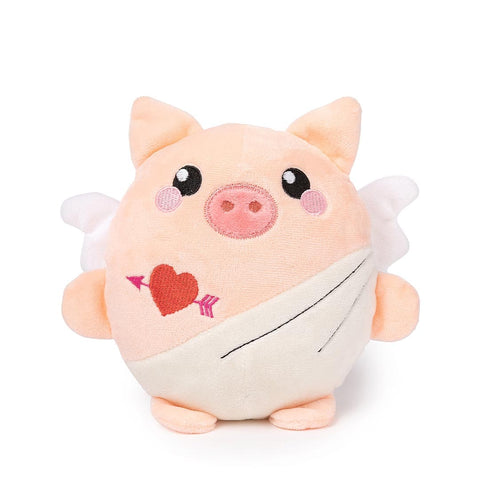 FuzzYard Valentine’s Cu-Pig – zacht pluche hondenspeeltje met pieper in de vorm van een vliegend varkentje met engelenvleugels