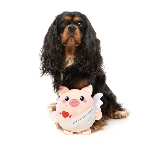 FuzzYard Valentine’s Cu-Pig – pluche Valentijns hondenspeeltje met pieper en engelenvleugels
