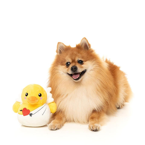 FuzzYard Valentine’s Cupid Duck – pluche Valentijns hondenspeeltje met engelenvleugels en hart met pijl