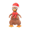 FuzzYard Chicken It Twice Chook – pluche kerst hondenspeeltje in de vorm van een kip met kerstmuts en rode strik, grappig en zacht