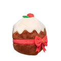FuzzYard Merry Puddin' – zachte pluche kerstpudding met pieper en witte icing, perfect hondenspeelgoed voor de feestdagen