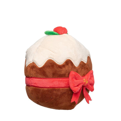 FuzzYard Merry Puddin' – zachte pluche kerstpudding met pieper en witte icing, perfect hondenspeelgoed voor de feestdagen