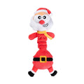 Pluche kerstman als hondenspeeltje schuin van voren met lange nek en witte baard