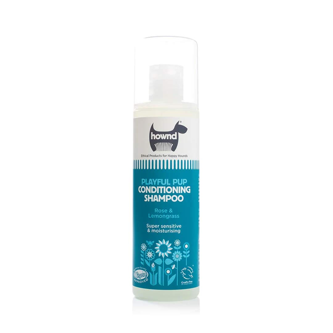 HOWND Playful Pup puppyshampoo – milde hondenshampoo voor puppy’s vanaf 8 weken en gevoelige huid, met lavendel, roos en citroengras (250 ml)