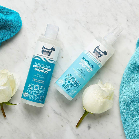 HOWND Playful Pup Shampoo & Body Mist – puppyshampoo en verfrissende hondenspray, zacht voor gevoelige huid en beschermt tegen vlooien
