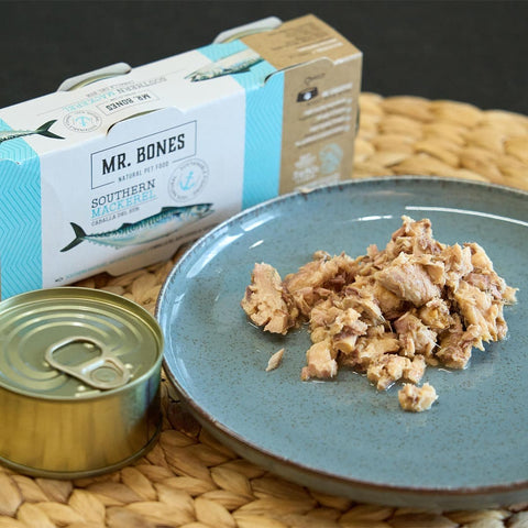 Mr. Bones Fresh Topper – Atlantische Makreel – 100% natuurlijke, sappige maaltijdverrijker voor honden, rijke bron van omega-3 en perfect als smakelijke toevoeging aan brokken, natvoer of BARF-maaltijden