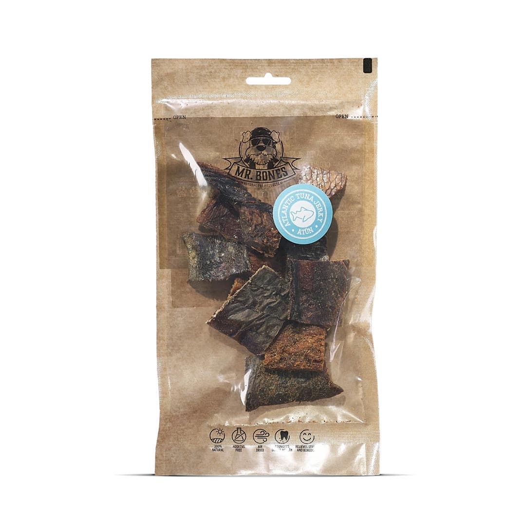 Mr. Bones Atlantische Tonijn Jerky – hondensnack van vis, tonijn jerky, 100% tonijn, natuurlijk gedroogd