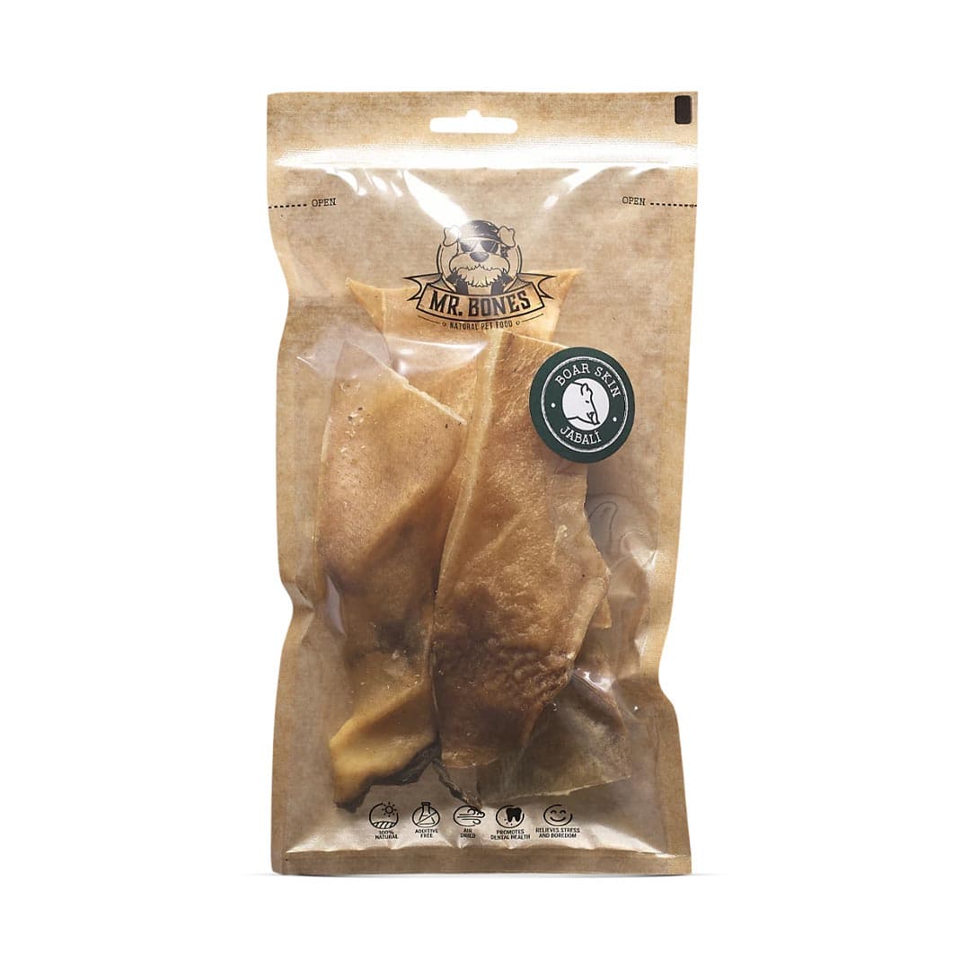 Mr. Bones Wilde Zwijnenhuid – kauwsnack hond, zwijnenhuid, 100% wild zwijn, natuurlijk gedroogd