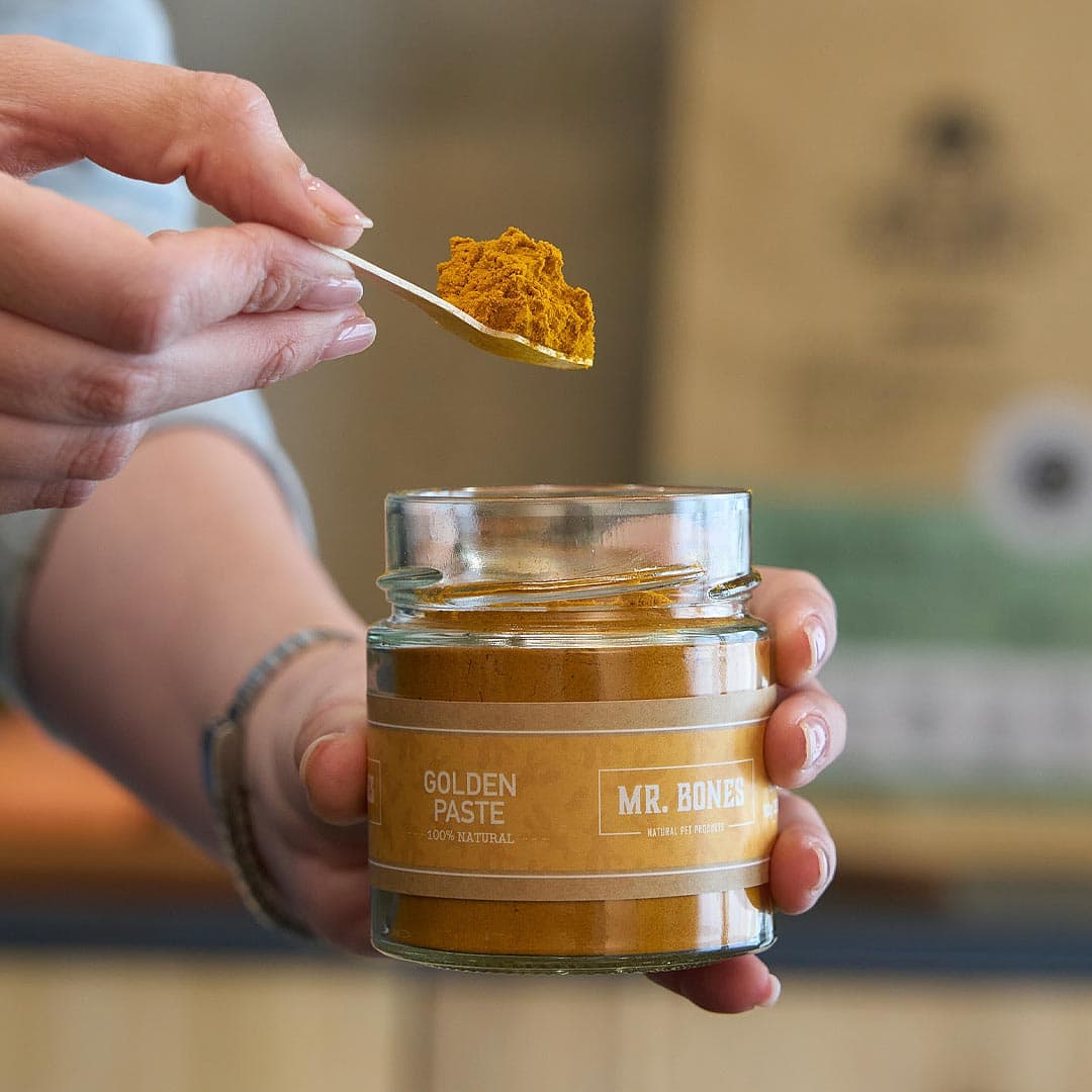 Mr. Bones Golden Paste – natuurlijk supplement voor honden met kurkuma, kokos, kaneel en gember, ondersteunt gewrichten en immuunsysteem