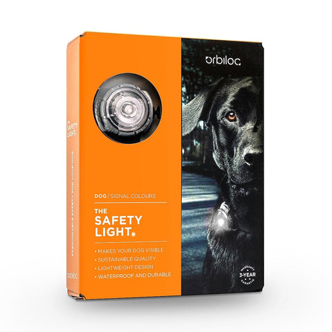 Verpakking van de Orbiloc Dog Dual Wit – waterdicht LED hondenlampje voor zichtbaarheid in het donker, ideaal voor veilige avondwandelingen