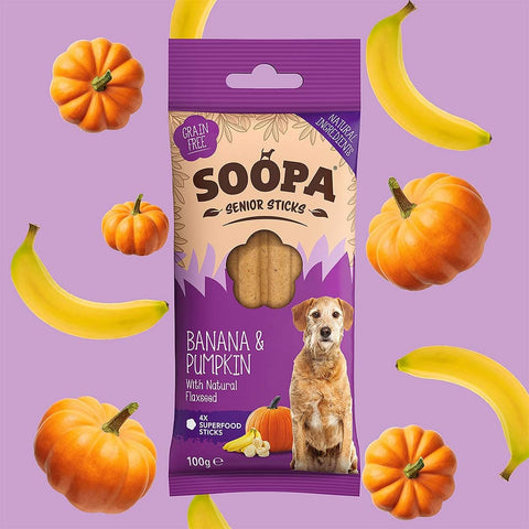 Soopa Senior Dental Sticks - Banaan, Pompoen & Lijnzaad - Puppy Village.nl