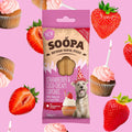 Soopa Dental Sticks Aardbei & Coco-Cream Cupcake – natuurlijke kauwsnack voor honden, graanvrije en hypoallergene gebitsverzorging
