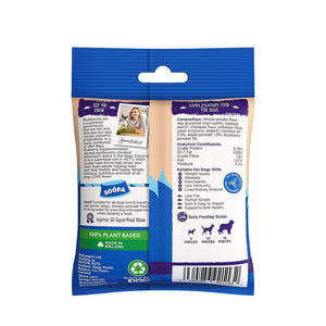 Soopa Healthy Bites – achterkant verpakking met ingrediënten en analyse – natuurlijke, graanvrije en hypoallergene minibites, gezonde beloningssnoepjes voor honden