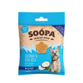 Soopa Healthy Bites Kokosnoot & Chiazaad – voorkant verpakking – natuurlijke, graanvrije en hypoallergene minibites, gezonde beloningssnoepjes voor honden