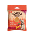 Soopa Healthy Bites Mango & Framboos – voorkant verpakking – natuurlijke, graanvrije en hypoallergene minibites, gezonde beloningssnoepjes voor honden