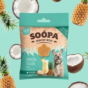Soopa Healthy Bites Paw-Ña Colada – natuurlijke, graanvrije en hypoallergene minibites, gezonde beloningssnoepjes voor honden
