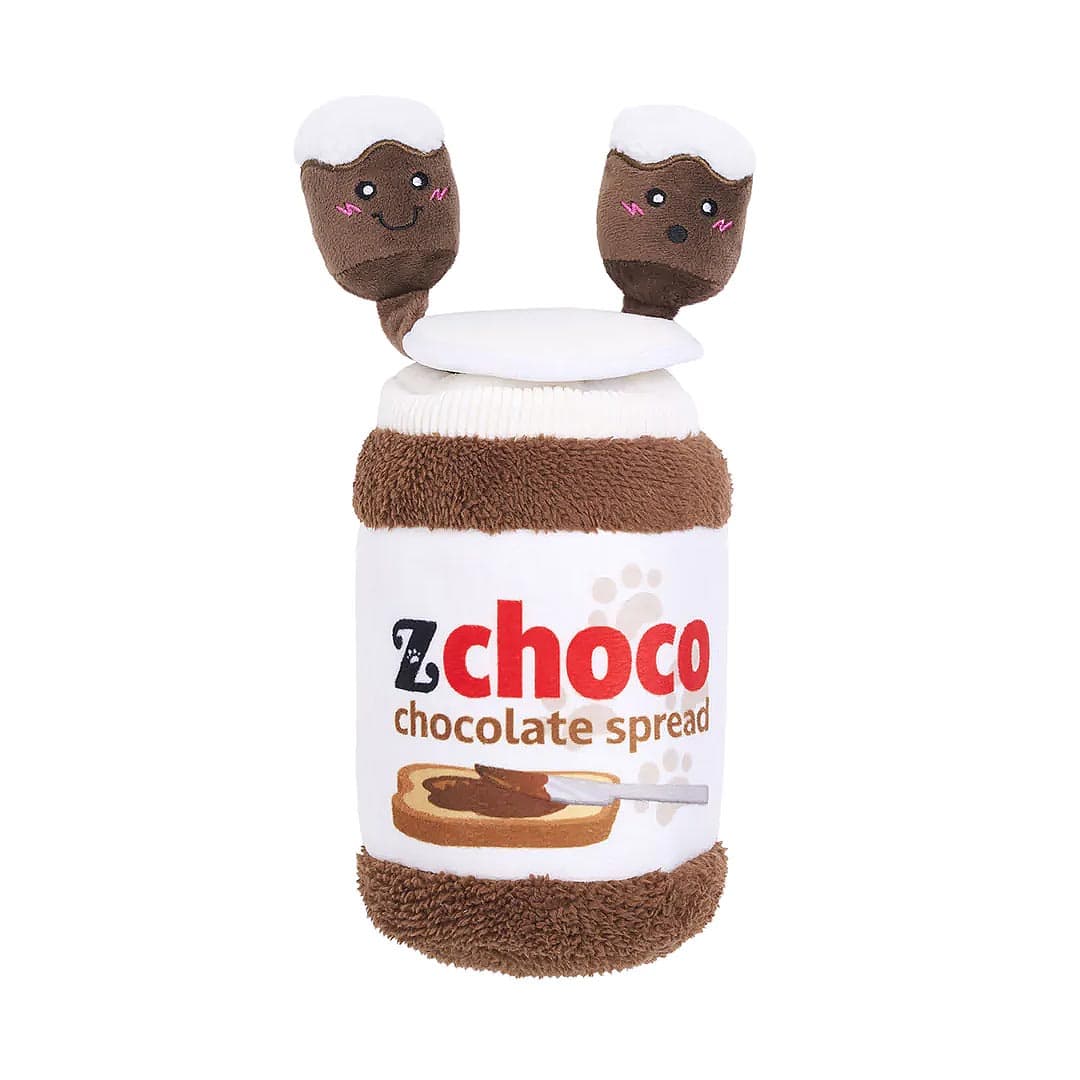 ZippyPaws Bungee Burrow interactief hondenspeelgoed en intelligentiespel – chocoladepasta pot met elastisch bungeekoord & Marshmallow Miniz knuffels met piepers