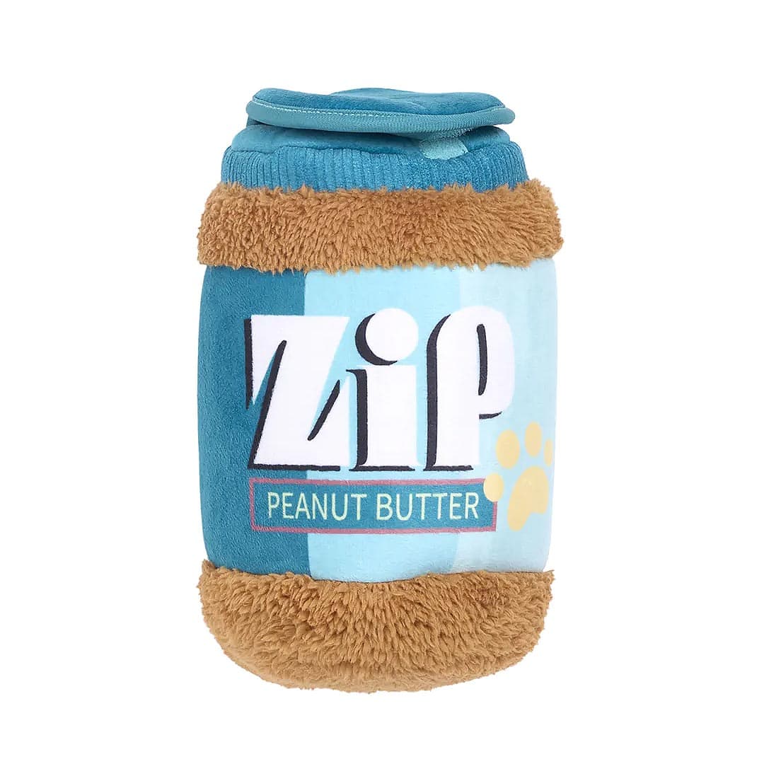 ZippyPaws Bungee Burrow interactief hondenspeelgoed en intelligentiespel – pindakaas pot met elastisch bungeekoord & Peanut Miniz knuffels met piepers