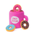 ZippyPaws Zippy Burrow Coffee and Donutz – interactief snuffel- en verstopspeelgoed voor honden, pluche koffiemok met drie losse, piepende donuts in roze, blauw en bruin