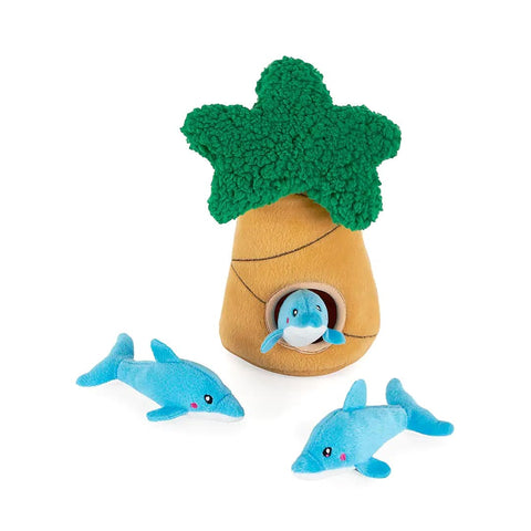 ZippyPaws Zippy Burrow – Dolphins in Palm Tree
