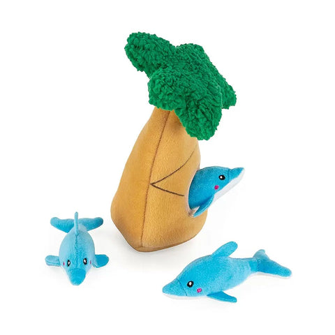 ZippyPaws Zippy Burrow – Dolphins in Palm Tree
